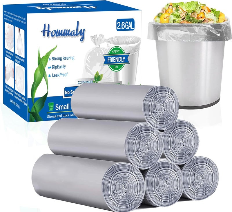 Hommaly 2.6 Gallon Grey Trash Bags, 300 Count, Waste Bag, Can Liners, Garbage Bags - Image 1